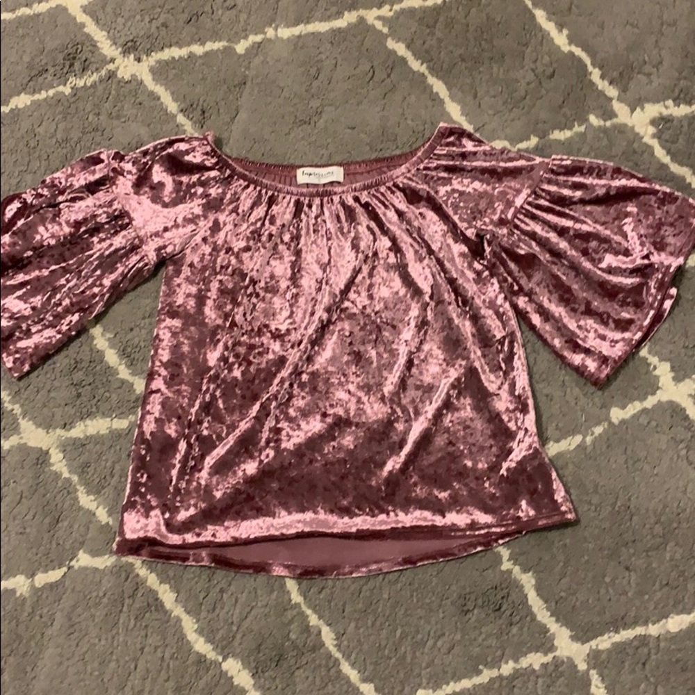 off the shoulder velvet shirt